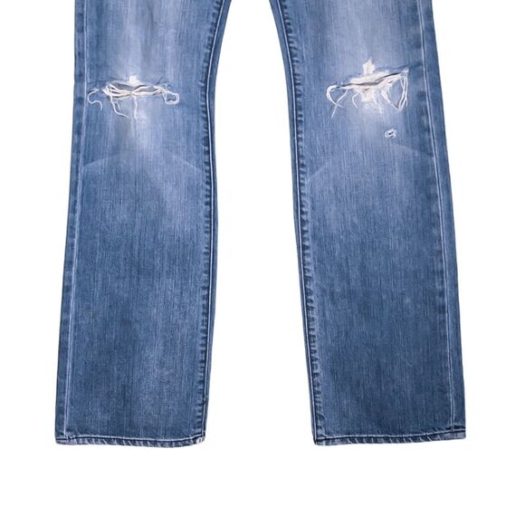 7 For All Mankind Jeans Womens Blue Bootcut Distressed Low Rise Denim Size 10/26 - Picture 6 of 11